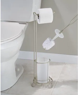 Zdjęcie produktu dla mDesign Uchwyt na papier toaletowy Szczotka toaletowa Szczotka toaletowa 2 w 1 wolnostojąca srebrna