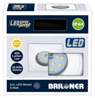Produktbild von Briloner LED Einbauleuchte Eckig Aluminium 5W 400lm 3000K IP44 7205-019