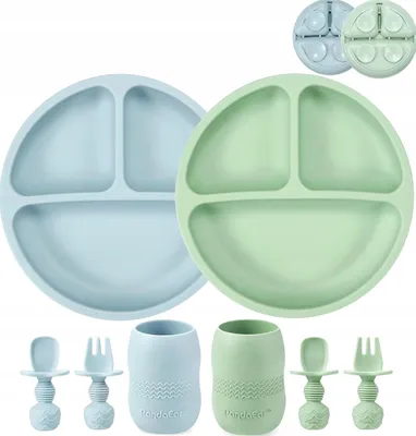 Produktbild von 8-teiliges Silikon-Geschirrset für Babys und Kleinkinder