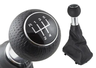PREMIUM Schaltknauf Manschette Loch-Leder Alu Schwarz 5-Gang für Audi A3 S3 8L – Produktansicht