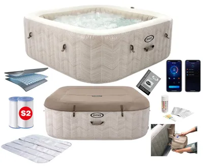 Obrázek produktu pro INTEX 28472 Nafukovací čtvercová vířivka pro 6 osob 196×71 cm s hydromasáží - prémiové příslušenství