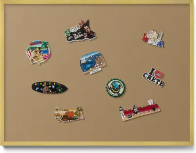 Produktbild von Magnetwand 80x60 cm – Goldener Rahmen – Dunkelgelb – Magnettafel, Magnetboard, Memoboard, Küche & Wohnzimmer