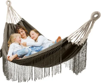 Produktbild von HOMELEVEL Outdoor und Indoor Hängematte aus Baumwolle - 220 x 115 cm - Boho Hänge Matte aus Stoff - Hängematte für den Garten oder Balkon - Outdoor