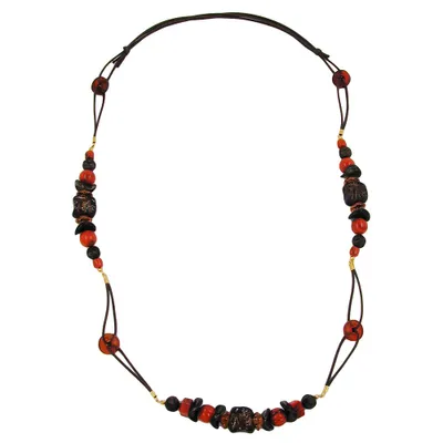 Produktbild von Kette Kordelkette rostbraun Kunststoffperle Steinperle braun 100cm braun 1mm