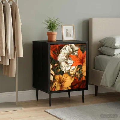 Image de vidaXL Table de chevet GENNEP, noire, imitation chêne, 36 x 33 x 51 cm