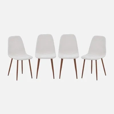 Produktbild von sweeek - 4er-Set Stühle mit nussbaumfarbenem Holzdekor und Stoffbezug - Beige