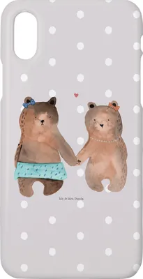Produktbild von Mr. & Mrs. Panda Iphone 10 Handyhülle Bär Freundin - Grau Pastell - Geschenk, Cover, X, Handy, Beste Freund Liebe Liebesbeweis Verliebt Kumpel Kumpeliene, Teddy, Hülle