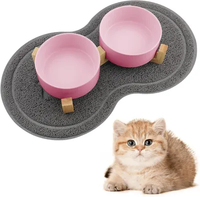 Produktbild von Katzenfressnapf Keramik 400 ml, 2 Schalen, mit Halter, für Katze