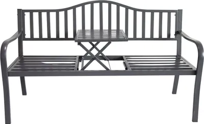 Image de Banc de jardin en métal avec table pliante intégrée 3 places Banc de meubles de jardin