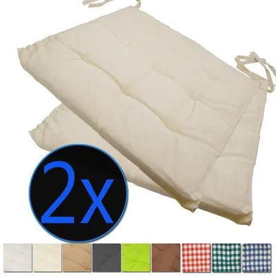 Produktbild von Stuhlkissen Nizza 38x38 cm 2er Pack Sitzkissen mit Steppung, Farbe:Ecru