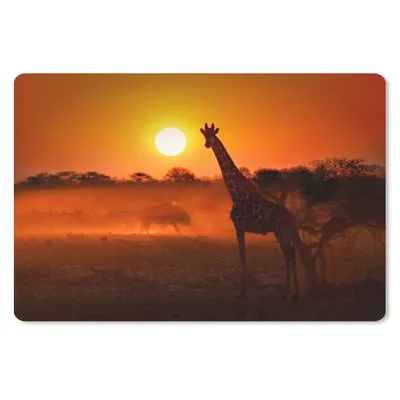 Produktbild von MuchoWow® Schreibtischunterlage Giraffe - Sonne - Savanne 60x40 cm - XXL Mauspad - Großes Mauspad