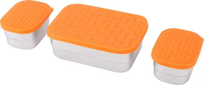 Image de Lunch Containers Set 230ml 720ml Leakproof 304 Stainless Steel Food Containers with Orange Silicone Lids Lunch Box