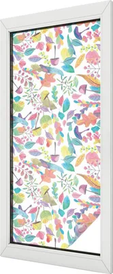 Obrázek produktu pro Vitrážová fólie na okno - 116x50 cm - vitrážový vzor - neprůhledná dekorativní fólie na ochranu soukromí - samolepicí, UV ochrana - barevné složení