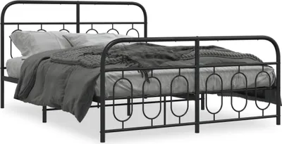 Obrázek produktu pro Maison Exclusive – postel s čelem a nožním čelem, kovová, černá, 140 x 190 cm