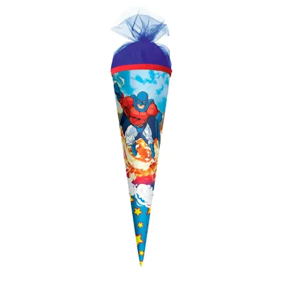 Produktbild von ROTH Geschenk-Schultüte klein Superheld 22 cm rund Tüllverschluss Zuckertüte Schulanfang