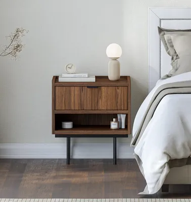 Produktbild von AX LIVING Nordiva Nachttisch Kommode 40 cm Warmia Walnut Holz Modern