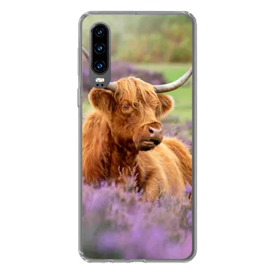 Produktbild von MuchoWow® Handyhülle Schutzhülle Hülle für Huawei P30 Schottischer Highlander - Braun - Büsche Silikon Softcase Handy Hülle - Kartenbesitzer