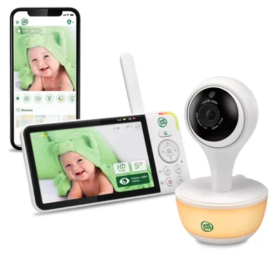 Zdjęcie produktu dla LeapFrog LF815HD – inteligentna niania wideo z 5-calowym kolorowym wyświetlaczem HD, Wi-Fi, czujnikiem temperatury i wilgotności, obiektywem szerokokątnym oraz kolorową lampką nocną