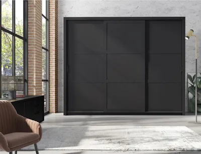 Produktbild von Kleiderschrank FRAMA 255cm Schwarz Schiebetürenschrank