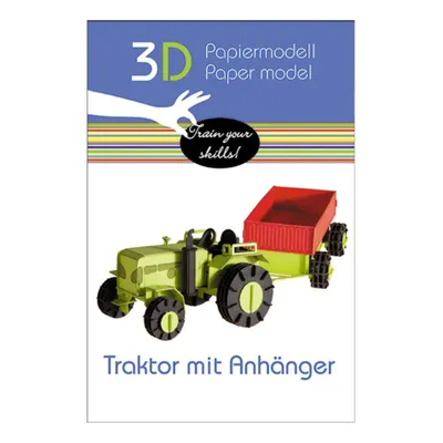 Produktbild von 3D Papiermodell - Traktor mit Anhänger
