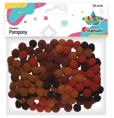 Produktbild von 10 mm große braune Polyester-Pompons, 120 Stück – Titanum