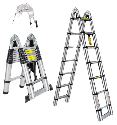 Obrázek produktu pro Teleskopická žebřík, multifunkční design, lehká a přenosná, délka 5 metrů (2,5 metru + 2,5 metru)