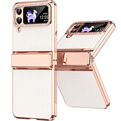 Obrázek produktu pro Pouzdro pro Samsung Galaxy Z Flip 3 5G lesklé a diamantovým galvanizované kryt s ochranou pantu Bílý