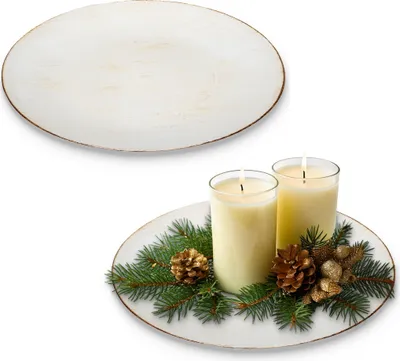 Produktbild von Deko-Teller 47 cm 2er Set in creme-braun für drinnen & draußen