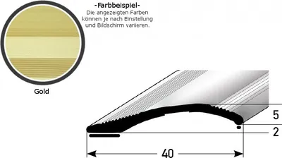 Produktbild von Ausgleichsprofil / Anpassungsprofil "Creston",  Ausgleich: 2 - 16 mm, 40 mm breit, Aluminium eloxiert, gebohrt / selbstklebend-goldfarbig-1000-selbstklebend