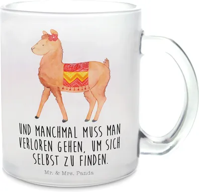 Produktbild von Mr. & Mrs. Panda Teetasse Alpaka Stolz - Transparent - Geschenk, Trinkglas, Lama, Haferl, Teeglas, Tee Tasse, Häferl