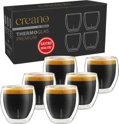 Produktbild von Creano doppelwandige Premium Espresso-Gläser in Gastro Qualität, 6er-Set, 100ml