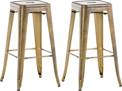 Produktbild von CLP 2er Set Barhocker Joshua V2 mit Fußstütze,gold