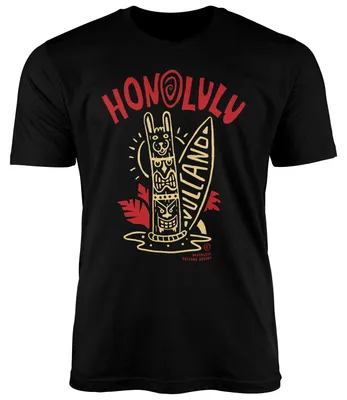 Produktbild von Herren T-Shirt Honolulu Tiki Totem Maske Surfbrett Surfen Fashion Streetstyle Neverless® schwarz XL