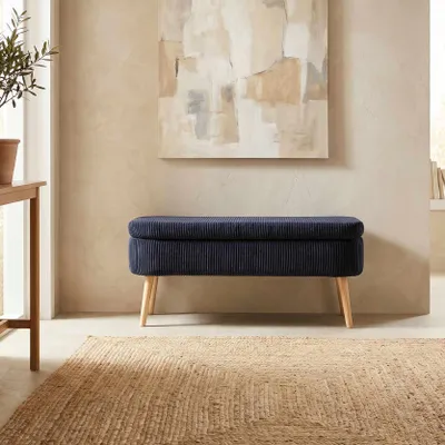 Productafbeelding van Hanah Home, hoogwaardige poef (100% linnen, zwart) - 100% melaminecoating, 90 cm