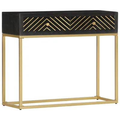 Produktbild von Konsolentisch Schwarz und Golden 90x30x75 cm Mango Massivholz