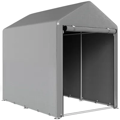 Image de Tente de stockage pour abri de jardin, avec structure en acier | Couleur : gris clair | Dimensions : 120 x 179 x 165 cm