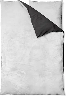Produktbild von Winter Bettwäsche Teddy Plüsch Nicki Uni Flauschig Warm Weich Fleece Modern, Farbe:Wende silber / anthrazit, Größe:2 teilig 135x200 cm
