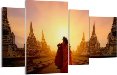 Produktbild von Bild auf Leinwand - Leinwandbild - Tempel Mönch - 120x70cm - Wand Bild - Wanddeko - Wandbilder - Leinwanddruck - Bilder - Kunstdruck - Wanddekoration - Leinwand bilder - Wandkunst - DL120x70-3472