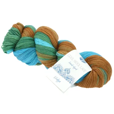 A skein of yarn with multiple colors.