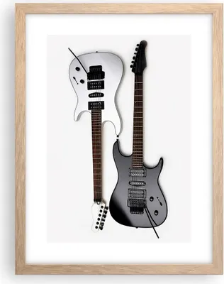 Produktbild von Gerahmtes Poster - Rahmen in heller Eiche - E-Gitarren Streicher Musikinstrument - 30x40 cm - Wand Bild - Wanddeko - Wandbilder - Wandposter - Bilderrahmen - Bilder - Kunstdruck - P2NPA30x40-0369