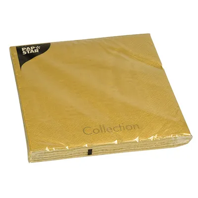 Produktbild von PAPSTAR Servietten 3-lagig, 40x40 cm gold, 1/4-Falz, elegant | Folie (20 Stück)