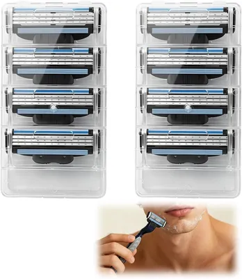 Image de Lames de rechange, 8 pièces, en acier inoxydable, pour rasoir à barbe
