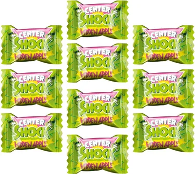 Produktbild von Center Shock Hidden Apple 10er Pack – Extrasaure Apfel-Kaugummis+Heartforcards Versandschutz