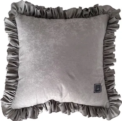 Immagine prodotto di Cuscino decorativo in velluto con volant decorativo 50x50 cm, grigio