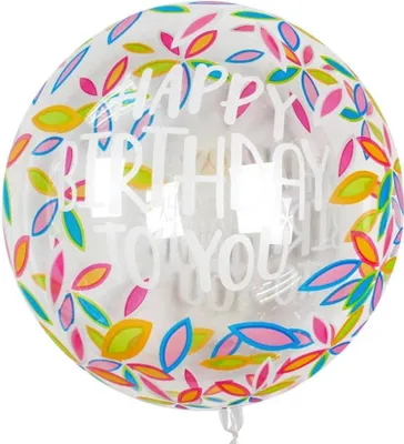 Obrázok produktu pre Transparenter Deko Ballon Happy Birthday bunt, 55 cm