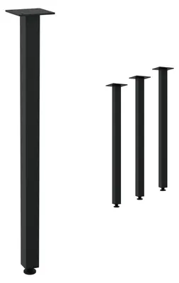Produktbild von HAGO24 Tischbeine Set 4 Stück Möbelfuß Stahl schwarz 4x4cm höhenverstellbar 72cm Couchtischbank DIY Tischgestell Schraubfüße I-Design