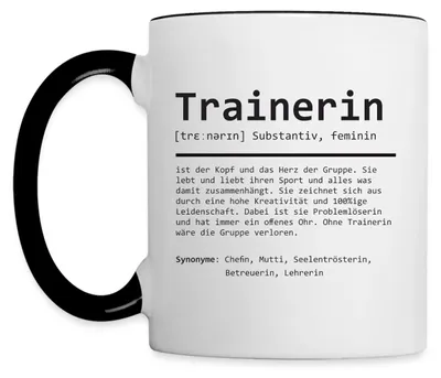 Produktbild von Spreadshirt Definition Trainerin Tasse Zweifarbig, One size, Weiß/Schwarz