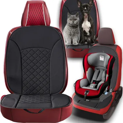 Produktbild von Sitzbezüge Auto Universal Sitzbezug Kunstleder Schonbezüge Autositzauflage Sitzauflage Autositz Vorne Vordersitze Sitzkissen KFZ PKW Schwarz Retoo