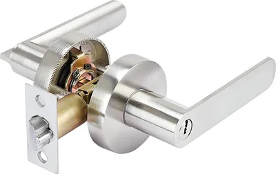 Produktbild von Famanu Türknauf mit Schloss und Schlüssel - Aluminium, silber, 60/70mm Latchmaß