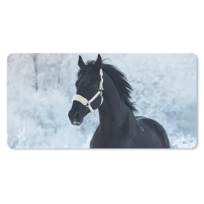 Produktbild von MuchoWow® Schreibtischunterlage Pferd - Schnee - Wald 80x40 cm - XXL Mauspad - Gaming Mauspad